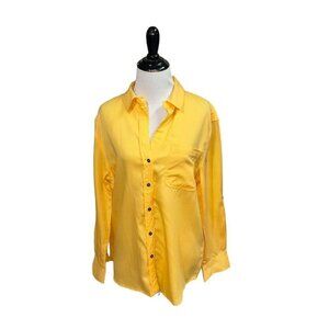 Westbound Women’s S Small Blouse Top Yellow Button Down Shirt Business Casual